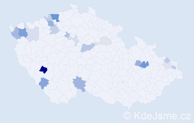 Příjmení: 'Sedlárová', počet výskytů 40 v celé ČR