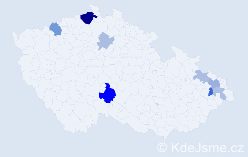 Příjmení: 'Nowák', počet výskytů 19 v celé ČR