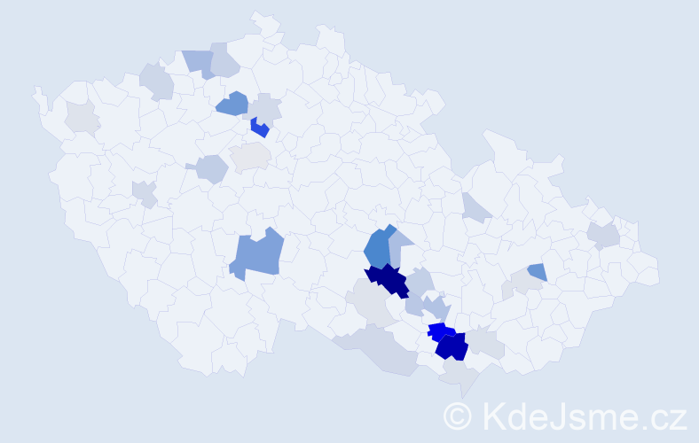 Příjmení: 'Klobása', počet výskytů 110 v celé ČR