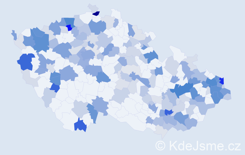 Příjmení: 'Kollárová', počet výskytů 548 v celé ČR