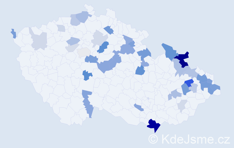 Příjmení: 'Backová', počet výskytů 96 v celé ČR