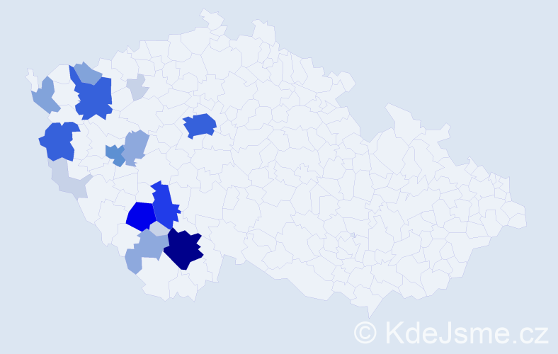 Příjmení: 'Lafatová', počet výskytů 69 v celé ČR