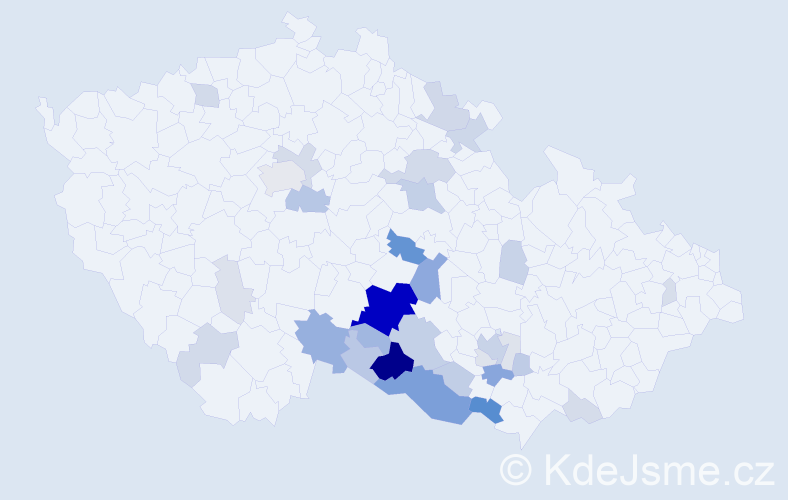 Příjmení: 'Obrdlíková', počet výskytů 121 v celé ČR