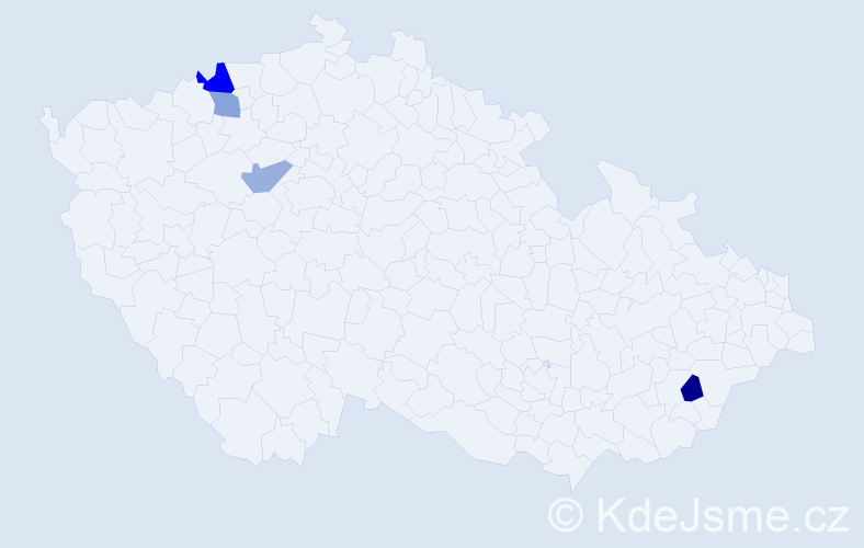 Příjmení: 'Rašev', počet výskytů 5 v celé ČR