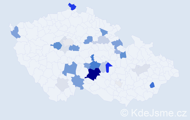 Příjmení: 'Brodinová', počet výskytů 74 v celé ČR