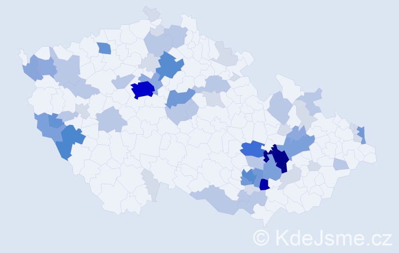 Příjmení: 'Piták', počet výskytů 203 v celé ČR