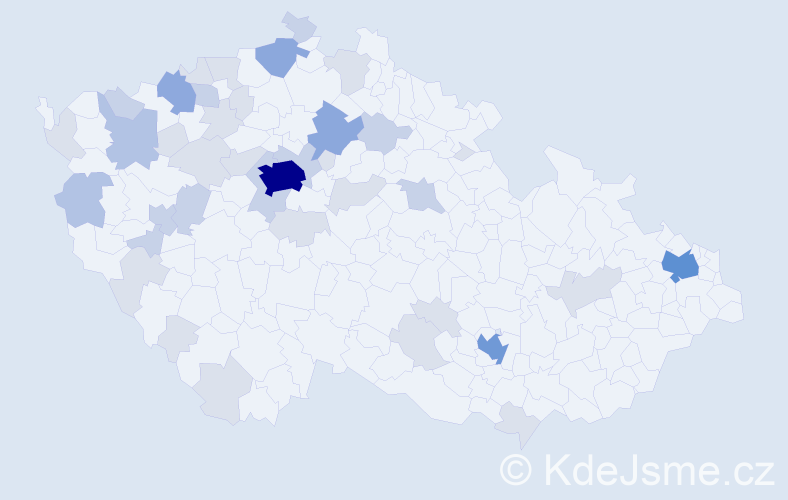 Příjmení: 'Thai', počet výskytů 102 v celé ČR