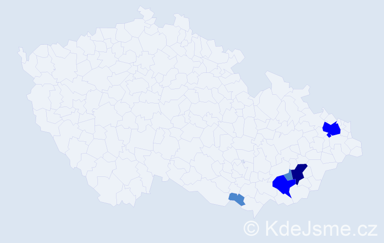 Příjmení: 'Brucháček', počet výskytů 9 v celé ČR