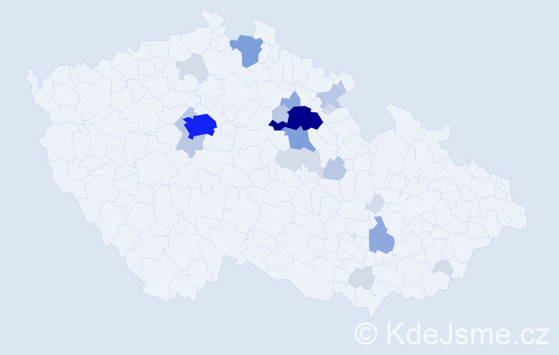 Příjmení: 'Tluka', počet výskytů 61 v celé ČR