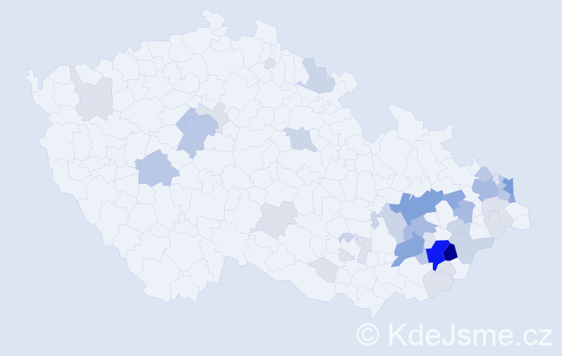 Příjmení: 'Vyvlečková', počet výskytů 135 v celé ČR