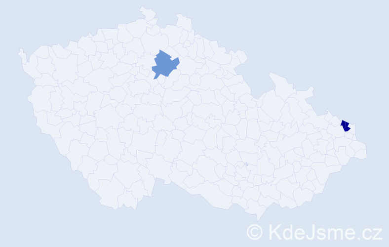 Příjmení: 'Kendová', počet výskytů 7 v celé ČR