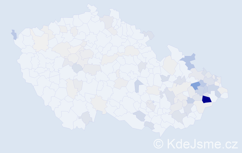 Příjmení: 'Vojkůvka', počet výskytů 387 v celé ČR