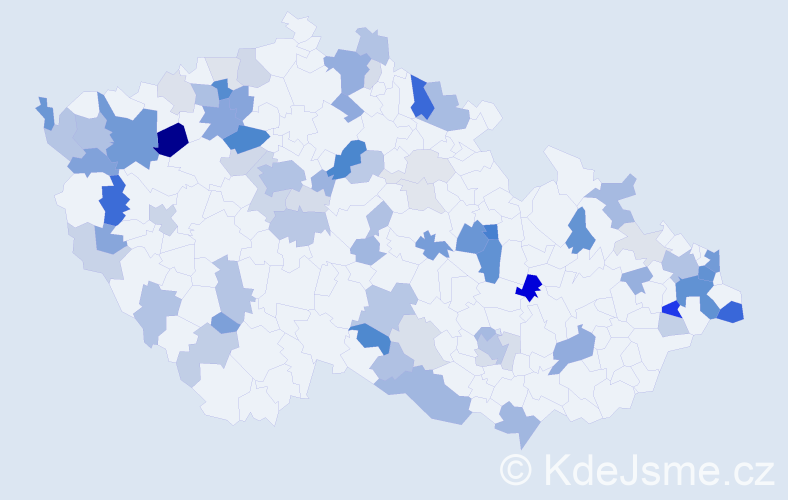 Příjmení: 'Bednárová', počet výskytů 213 v celé ČR