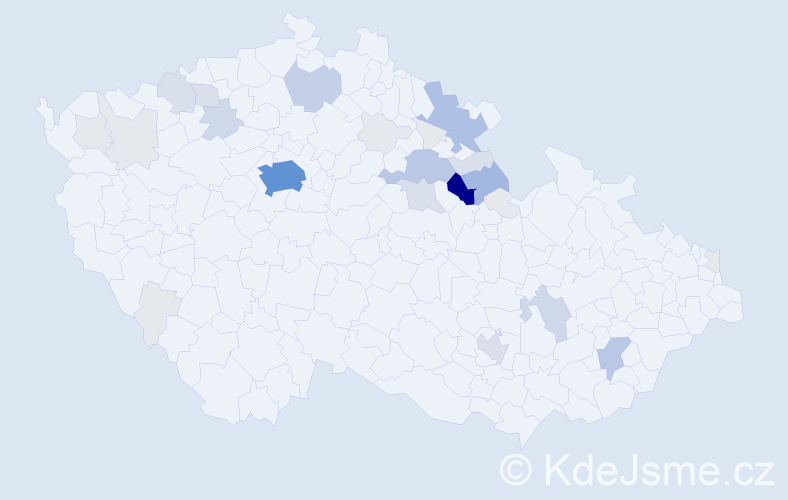 Příjmení: 'Kapuciánová', počet výskytů 119 v celé ČR