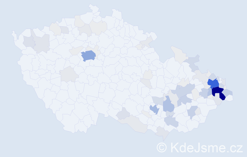 Příjmení: 'Pokludová', počet výskytů 340 v celé ČR