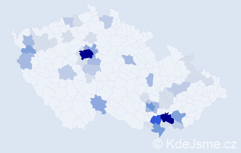Příjmení: 'Kunická', počet výskytů 131 v celé ČR