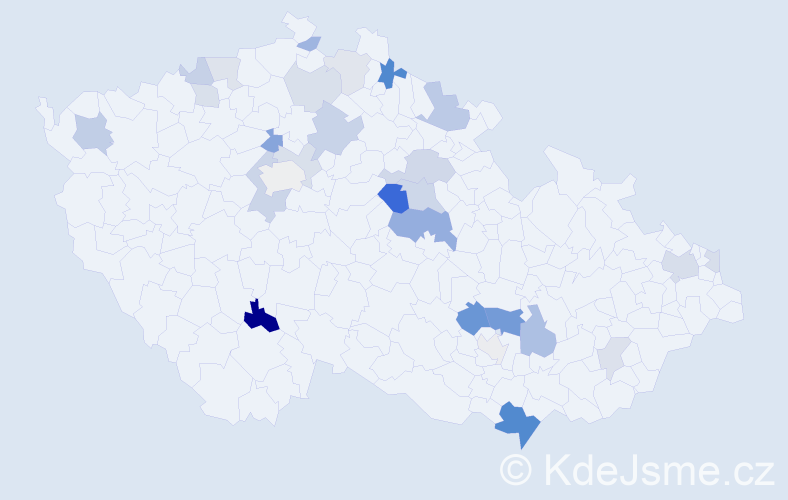 Příjmení: 'Gergely', počet výskytů 61 v celé ČR