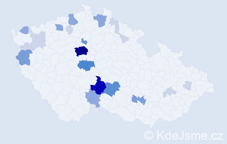 Příjmení: 'Dedera', počet výskytů 77 v celé ČR