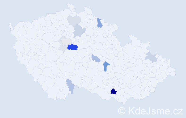 Příjmení: 'Hoftová', počet výskytů 32 v celé ČR
