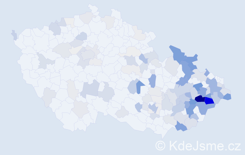 Příjmení: 'Bártek', počet výskytů 529 v celé ČR