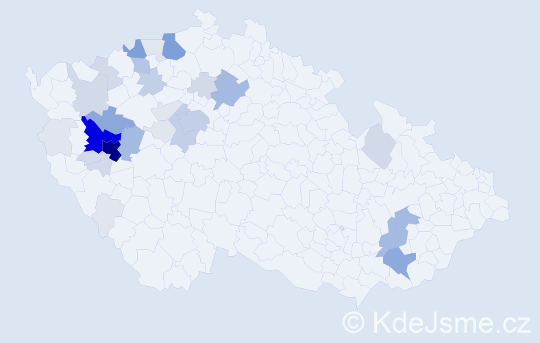 Příjmení: 'Fryček', počet výskytů 142 v celé ČR