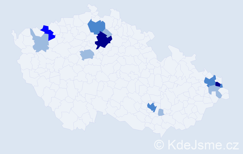 Příjmení: 'Dömény', počet výskytů 26 v celé ČR
