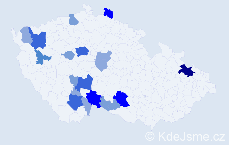 Příjmení: 'Kravarová', počet výskytů 57 v celé ČR