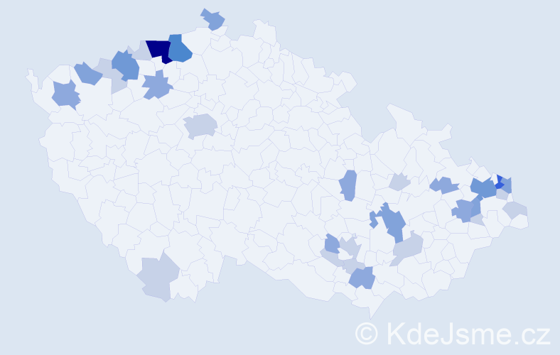 Příjmení: 'Bogár', počet výskytů 74 v celé ČR