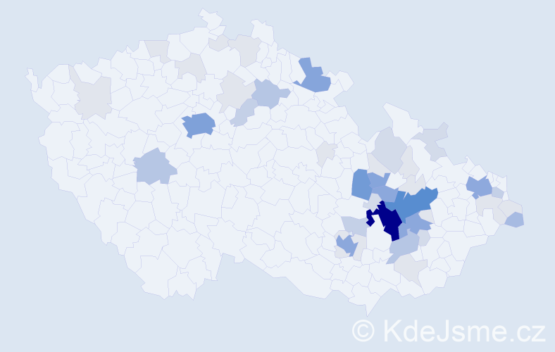 Příjmení: 'Vymlátilová', počet výskytů 162 v celé ČR