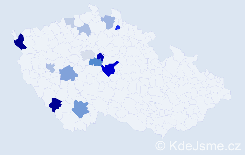 Příjmení: 'Doul', počet výskytů 35 v celé ČR