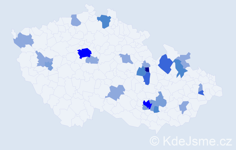 Příjmení: 'Haniková', počet výskytů 58 v celé ČR