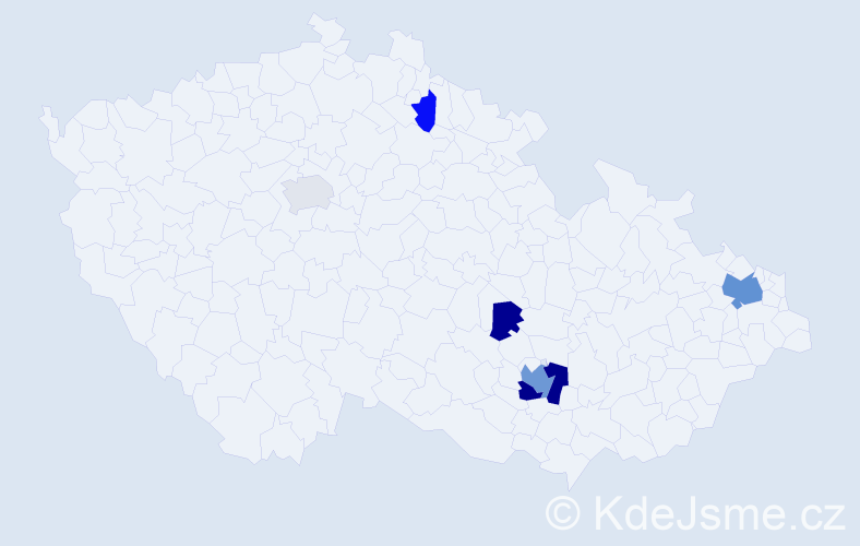Příjmení: 'Vápeníčková', počet výskytů 14 v celé ČR