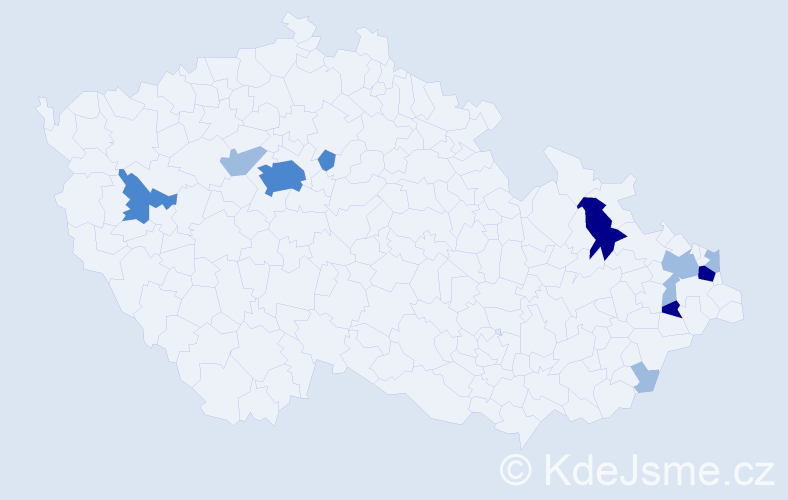 Příjmení: 'Kojdová', počet výskytů 23 v celé ČR