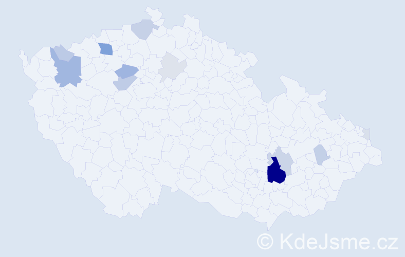 Příjmení: 'Harakalová', počet výskytů 39 v celé ČR