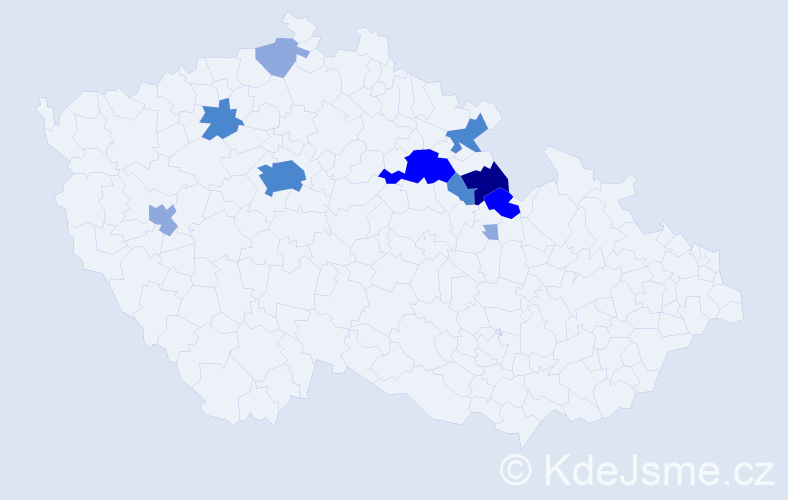 Příjmení: 'Brklová', počet výskytů 24 v celé ČR