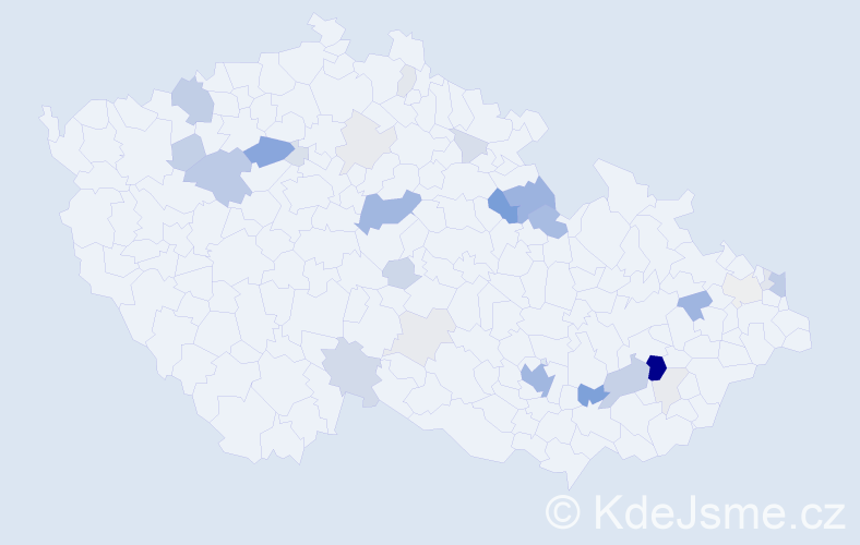 Příjmení: 'Pilo', počet výskytů 102 v celé ČR
