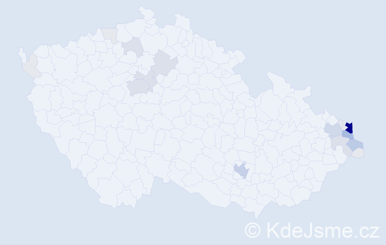 Příjmení: 'Raszyková', počet výskytů 88 v celé ČR