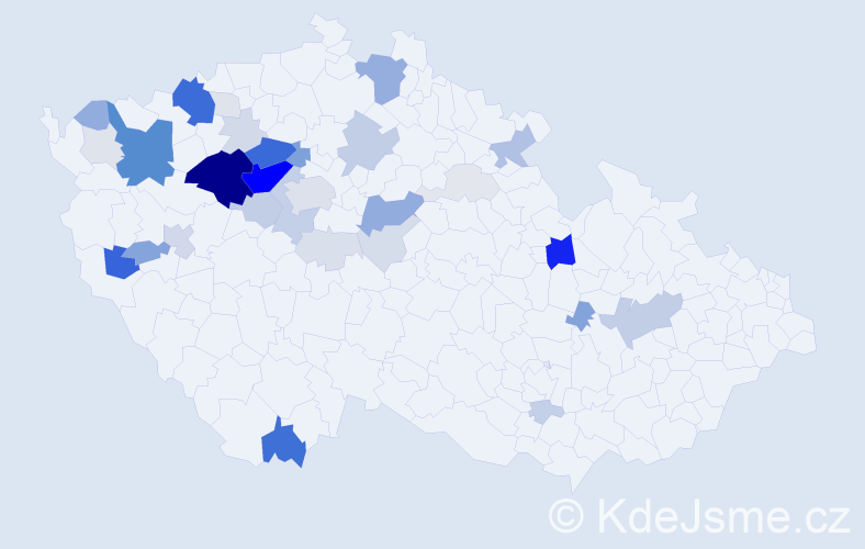 Příjmení: 'Rohla', počet výskytů 150 v celé ČR