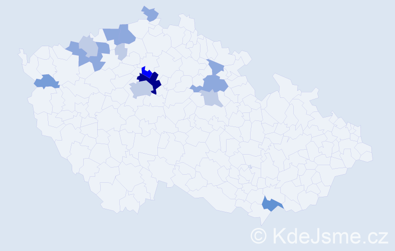 Příjmení: 'Babovák', počet výskytů 45 v celé ČR