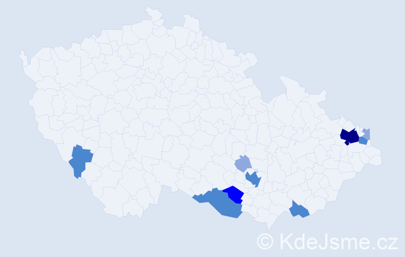 Příjmení: 'Porzer', počet výskytů 21 v celé ČR