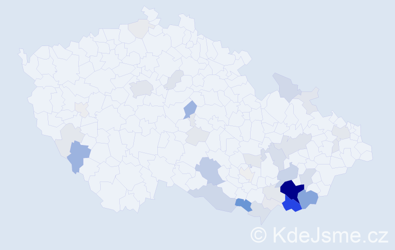 Příjmení: 'Bachan', počet výskytů 150 v celé ČR
