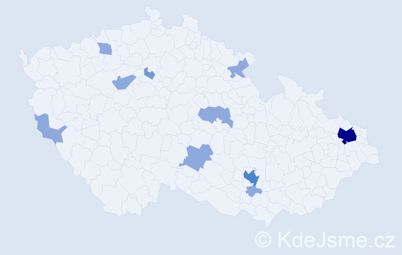 Příjmení: 'Trávniček', počet výskytů 18 v celé ČR