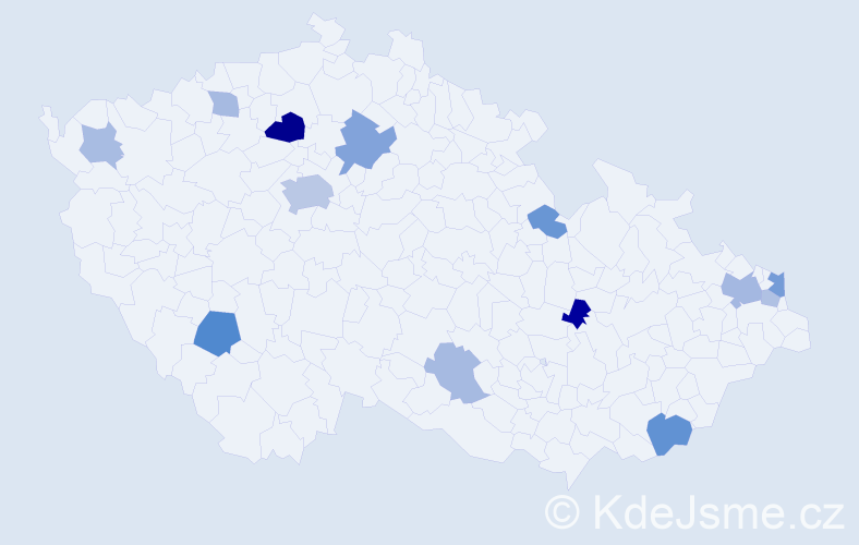 Příjmení: 'Kánová', počet výskytů 27 v celé ČR