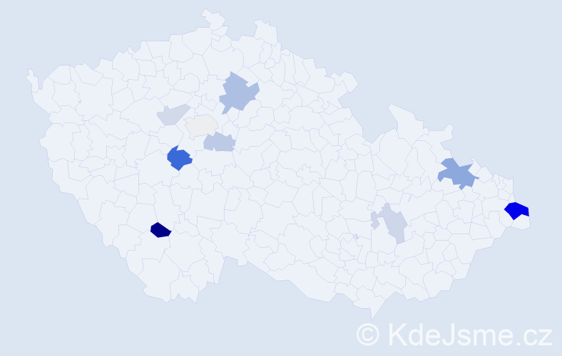 Příjmení: 'Kušnirák', počet výskytů 21 v celé ČR