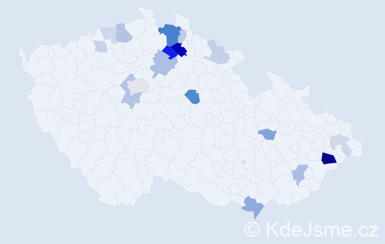 Příjmení: 'Knébl', počet výskytů 43 v celé ČR