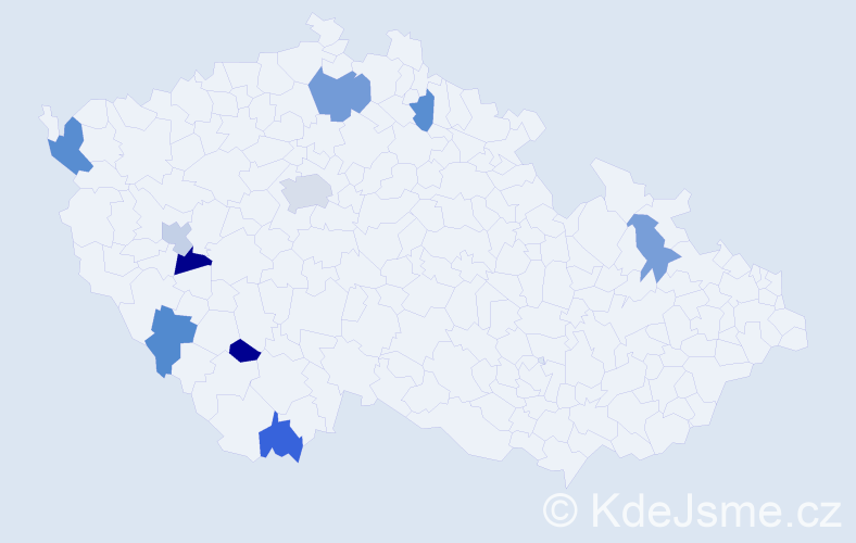 Příjmení: 'Szábová', počet výskytů 14 v celé ČR