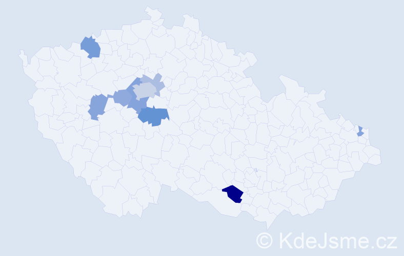Příjmení: 'Kuracina', počet výskytů 17 v celé ČR