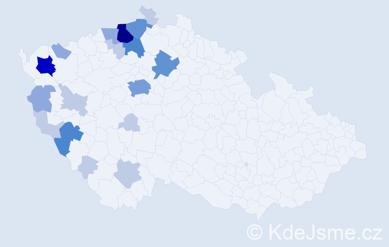 Příjmení: 'Proftová', počet výskytů 56 v celé ČR