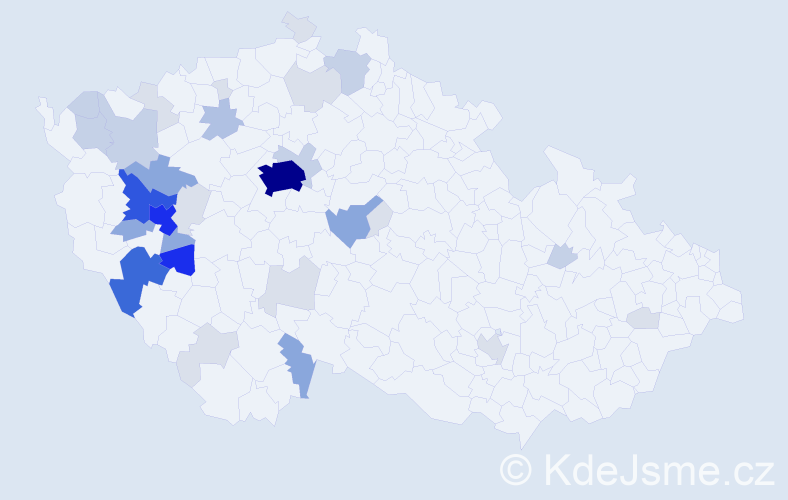 Příjmení: 'Kotěšovec', počet výskytů 130 v celé ČR