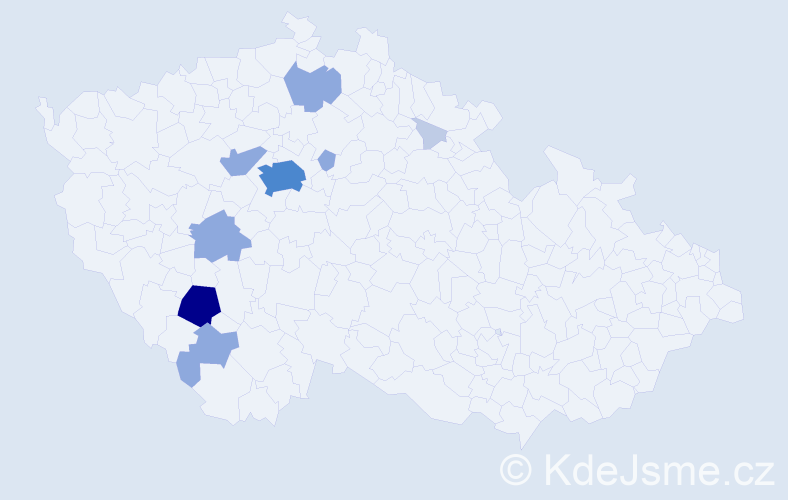Příjmení: 'Dubědová', počet výskytů 26 v celé ČR